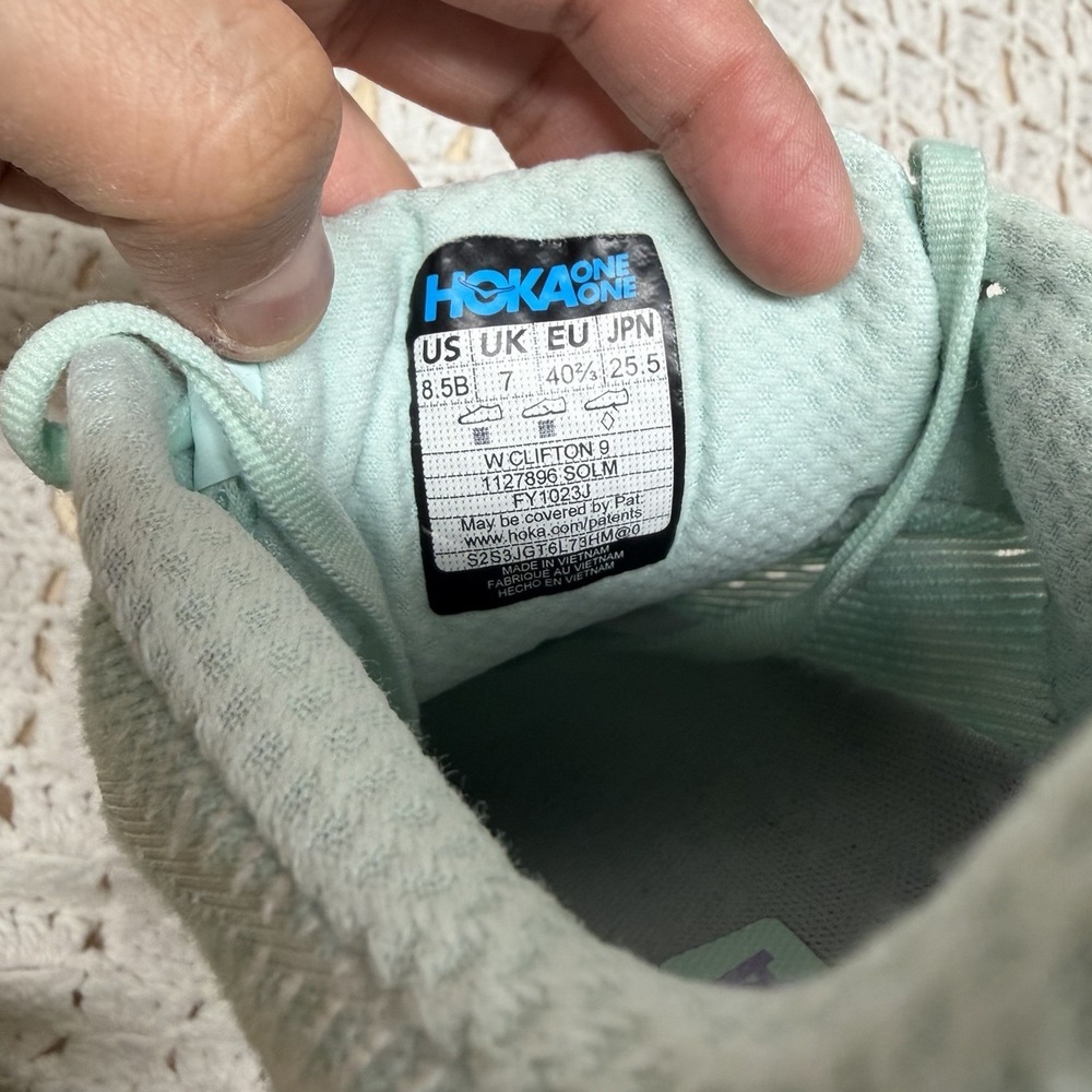 HOKA Clifton 9 Shoes Womens Size 8.5 B Mint Green Purple Running Gym Cushioned - Picture 7 of 11